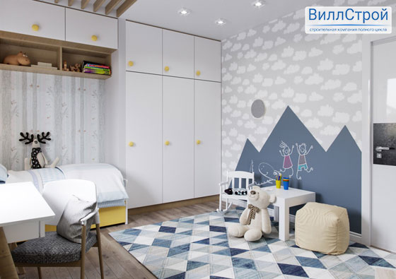 Дизайн детской комнаты в двухкомнатной квартире в современном стиле